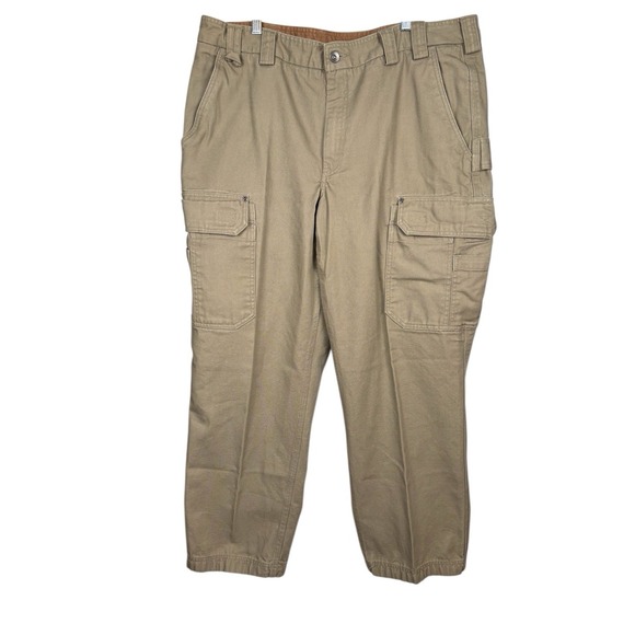Duluth Trading Co Mens Work Cargo Pants 40 X 32 Khaki Relaxed Fit Flex Fire Hose - Picture 1 of 7